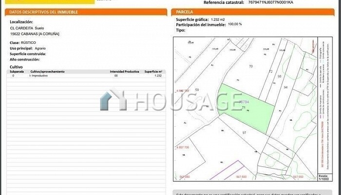 1.232m2 urban Land Residential for sale for 7.400€ located in cabañas street (Cabanas)
