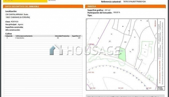 237m2-urban Land Residential for sale in arenal street (Cabanas) for 1.400€