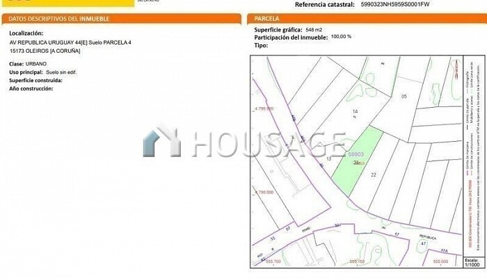 Urban Land Residential for sale located in republica de uruguay street (Oleiros) for 70.000€ with 300m2