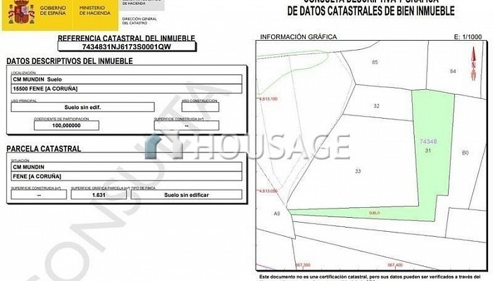 Residential Land for Development for sale located on mundin street (Fene) for 13.895€ with 733m2